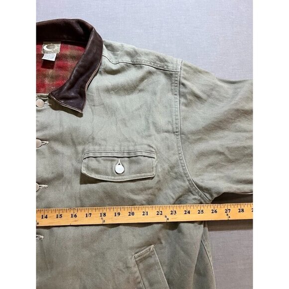 Marlboro Chore Jacket Adult 2XL Button‎ Beige Flannel Long Barn Coat Sleeve. - Picture 6 of 8